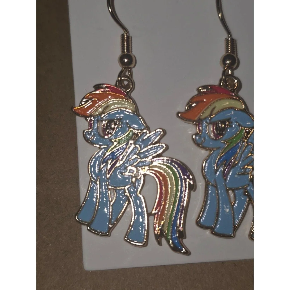 My Little Pony Hook Earrings! Rainbow Dash Enamel Charm Hypo-Allergenic